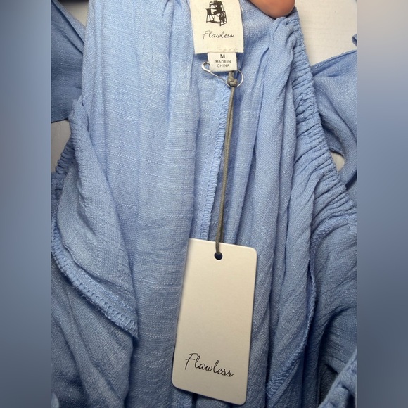 Flawless Shells By The Coast Ruffle Maxi Dress Open Back NWT M Sky Blue Boho - Picture 3 of 9